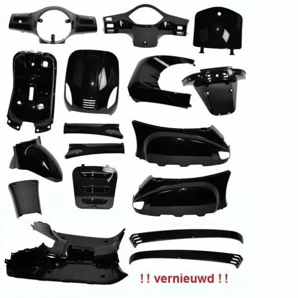 Ensemble de carénage 19 pièces pour BTC RIVA, AGM VX50, La Souris Sourini, Senzo Rivalux «&nbsp;Ressemble à China LX&nbsp;» Couleur&nbsp;: Noir brillant