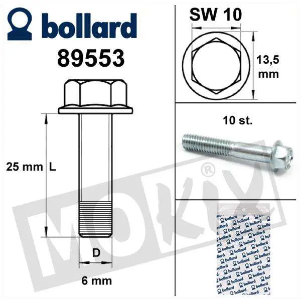 89553.jpg Flens Frame Bouten SW10 M6x25 Blank 10st - Afbeelding 1