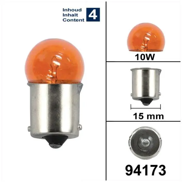 Lamp BA15S 12V 10W Oranje