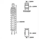 Amortisseur arrière BTC Riva, AGM VX50, La Souris Sourini Vespelini, IVA Lux, Senzo Rivalux 305MM