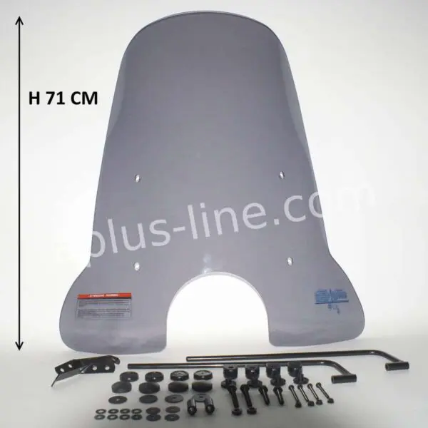 Pare-brise haut BTC Riva / AGM VX50 / Senzo riva / Lux IVA / La souris Vespelini Sourini / GTS Toscana / DJJD Cashmire **SMOKE TEINTED** Qualité A72 cm