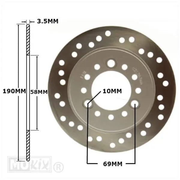 190x58x3.5 remschijf retro scooter