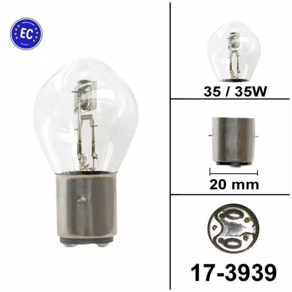 Ampoule WEGA 12V - 35/35W BA20D pour scooter rétro AGM, BTC, ZNEN, Fosti, Senzo, La Souris, VOM, Rover Bikes