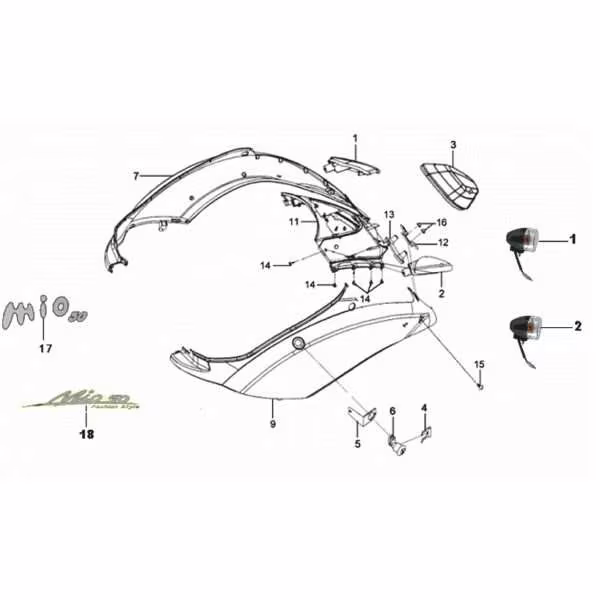 Sym Mio Seitenverkleidung bei China Scooter Parts kaufen