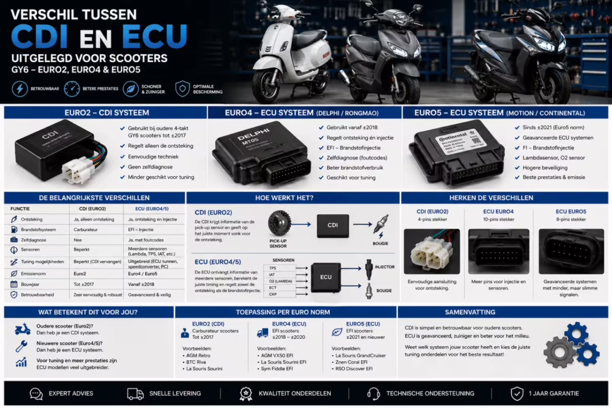 Différence CDI en ECU explication du scooter GY6, Euro2, Euro4, Euro5 en Euro5+