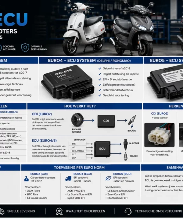 Verschil CDI en ECU uitgelegd scooter GY6, Euro2, Euro4, Euro5 en Euro5+