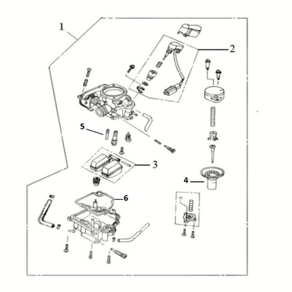 Technische Zeichnung Vergaser + Zubehör