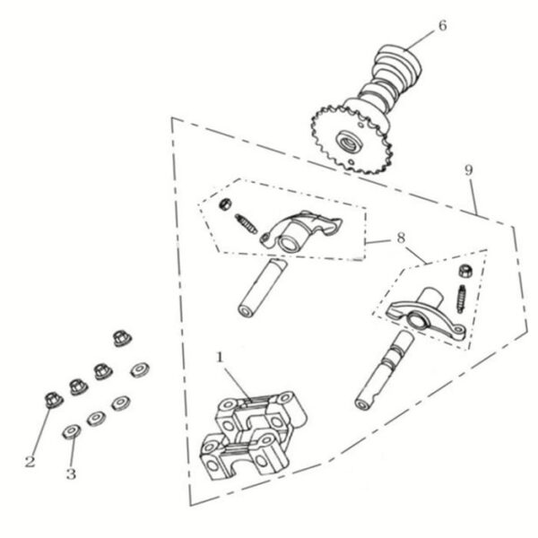 Technische Zeichnung Nockenwelle + Zubehör