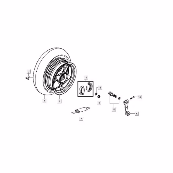 Technical drawing Rear wheel - Brake shoes Kymco Agility FR 12" 4-stroke Euro 4