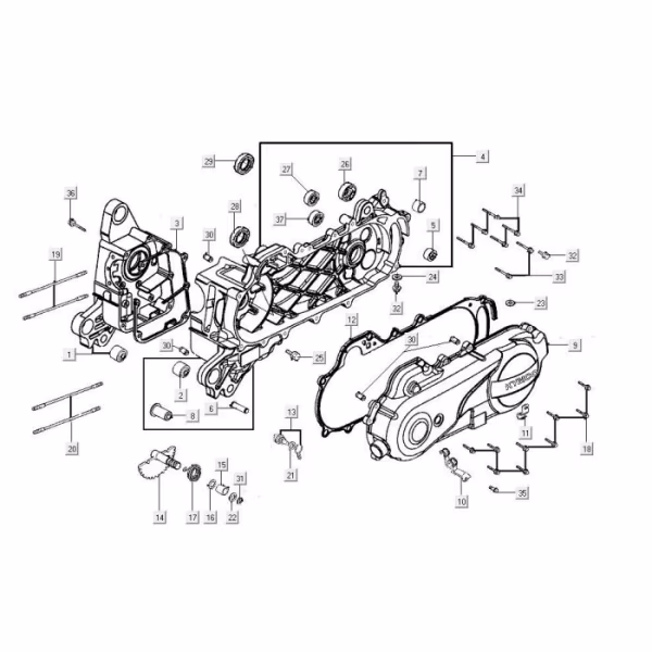 Technical drawing Carter Kymco Agility FR 12" 4-stroke Euro 4