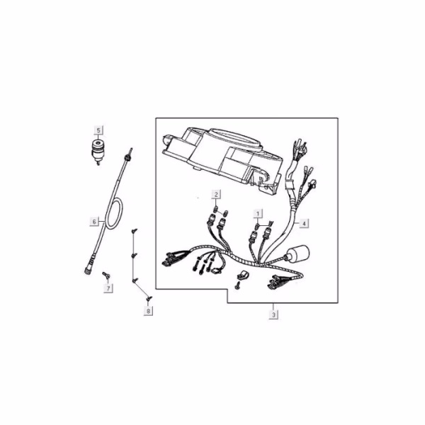 Technical drawing Speedometer - Cockpit - Speedometer cable Kymco Agility FR 12" 4-stroke Euro 4