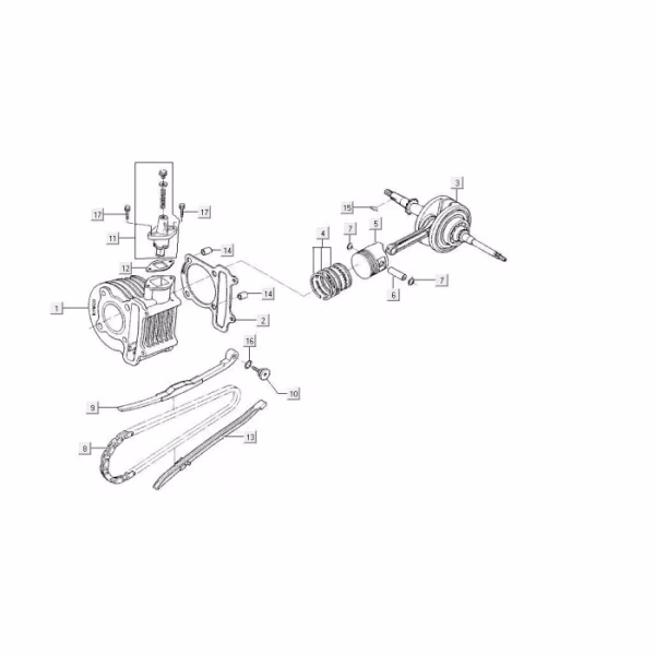 Technical drawing Cylinder - Crankshaft Kymco Agility FR 12" 4-stroke Euro 4