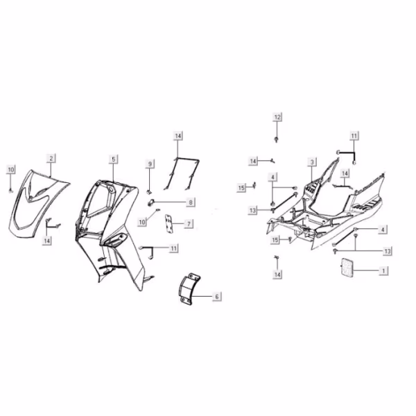 Technical drawing Fairings - Bodywork Kymco Agility FR 12' 4-stroke Euro 4