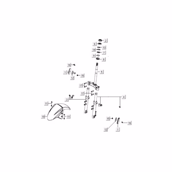 Technical drawing Front fork - Headset Kymco Agility FR 12' 4-stroke Euro 4