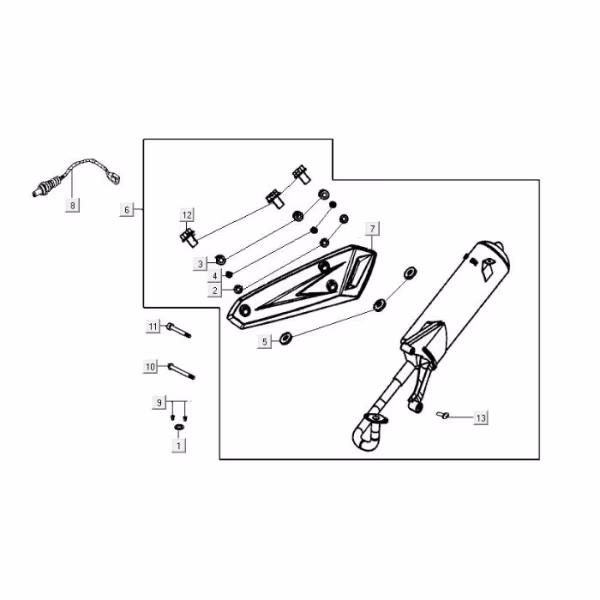 Technical drawing Exhaust Kymco Agility FR 12' 4-stroke Euro 4