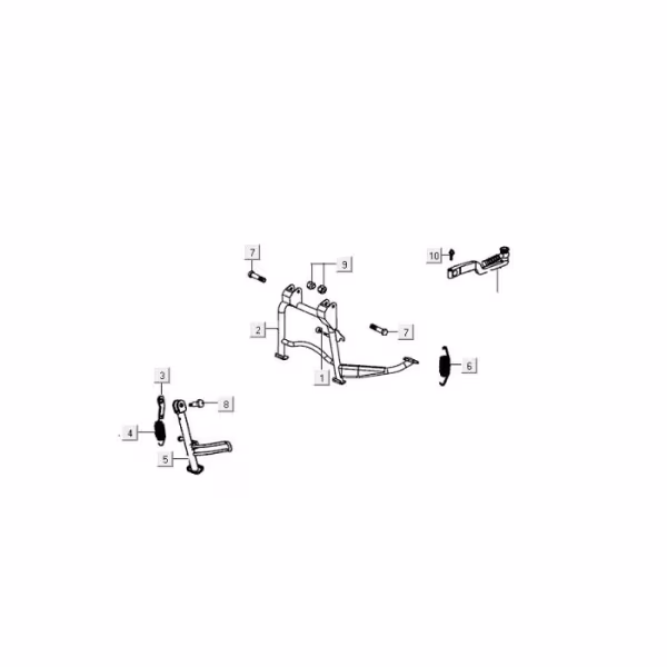 Technical drawing Center stand - Side stand - Kickstart pedal Kymco Agility FR 12' 4-stroke Euro 4