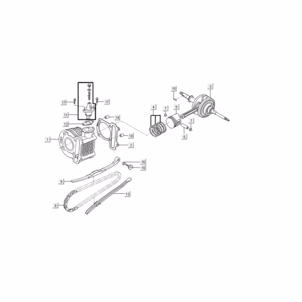 Technische tekening Cilinder + krukas