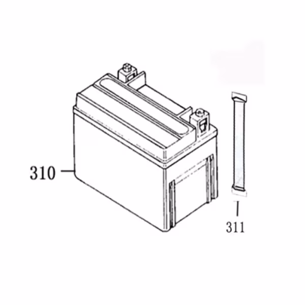 Technische tekening Accu met positienummers