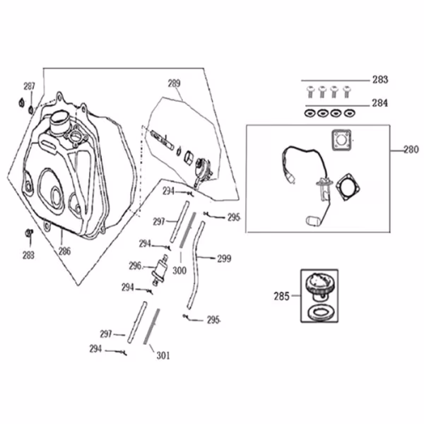 Technische tekening Benzinetank
