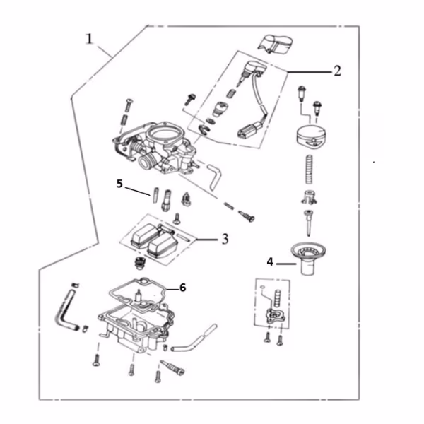 Technische tekening Carburateur + toebehoren