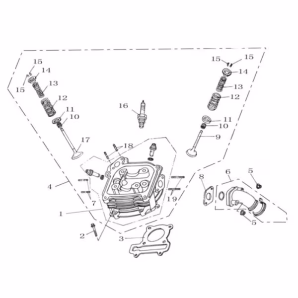 Technische tekening Cilinderkop + toebehoren