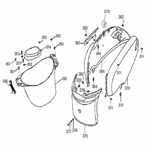 Technische tekening Helmbak+achterkappen