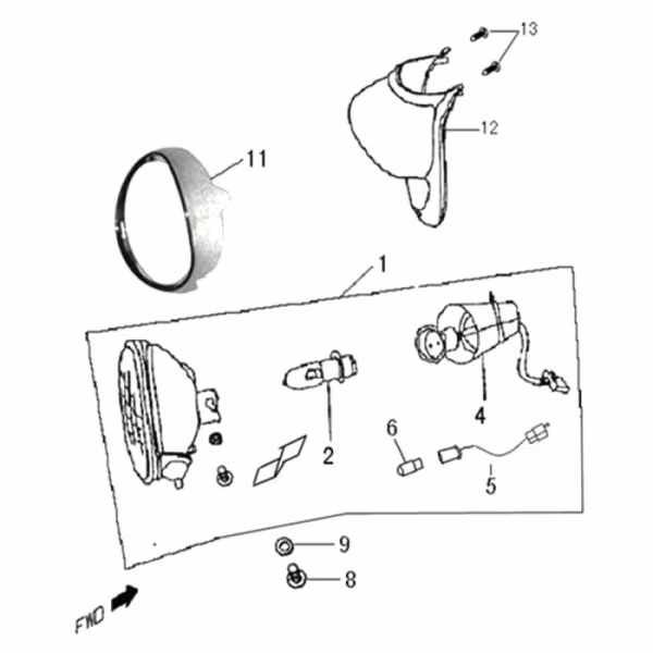 Technische tekening Koplamp
