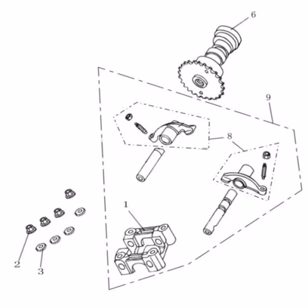 Technische tekening Nokkenas + toebehoren