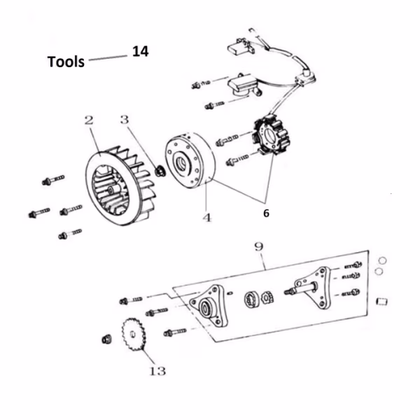Technische tekening Ontsteking + Oliepomp